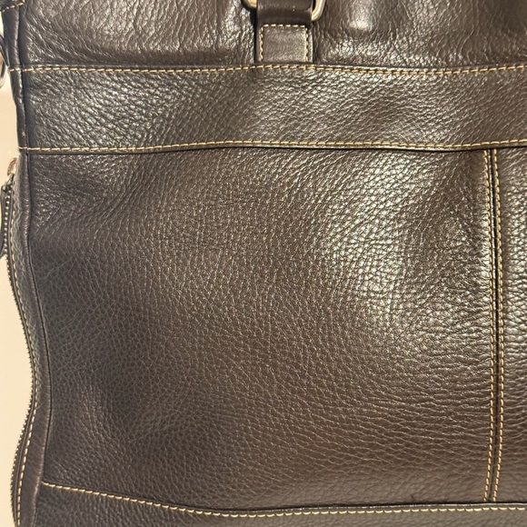 Levenger Dark BROWN Leather Expandable Laptop Messenger Bag Fits 16 In Computer - Picture 14 of 16